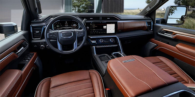 Photograph of the luxurious interior of the 2025 GMC Sierra 2500HD